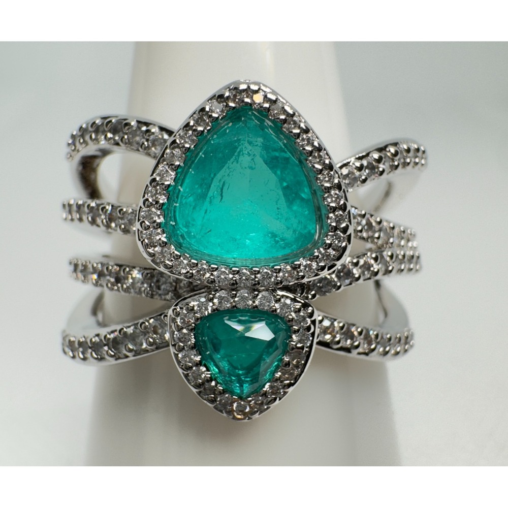 Bomb Party Ring Size 9 Dazzled Up RG60775 Blue Aragonite Rhodium Plated